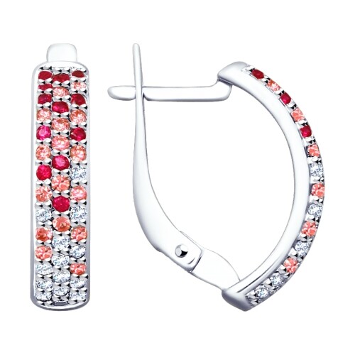 Ohrringe Sterlingsilber 925 Damen Ohrschmuck Zirkonia rot rosa Neu Eliteschmuck