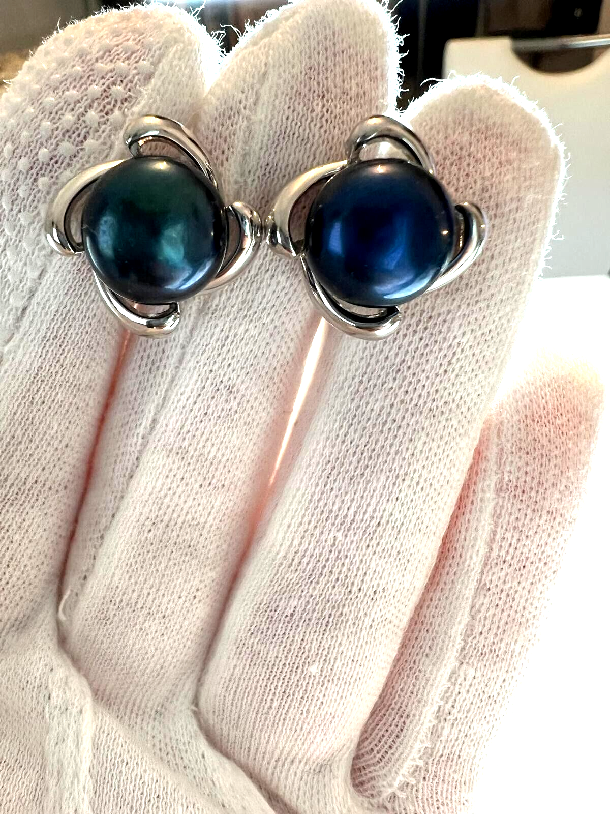 Ohrringe 925 Sterlingsilber Damen Ohrschmuck Perle Blau Neu Eliteschmuck