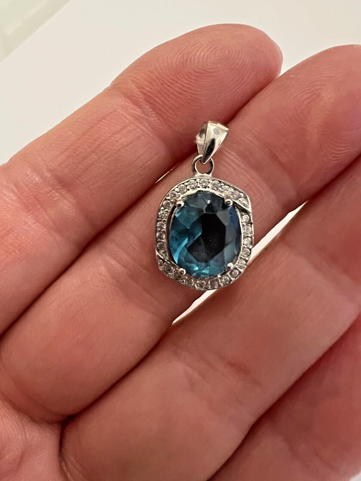Anhänger 925 Sterlingsilber Damen Echtschmuck Zirkonia Blau Neu Eliteschmuck