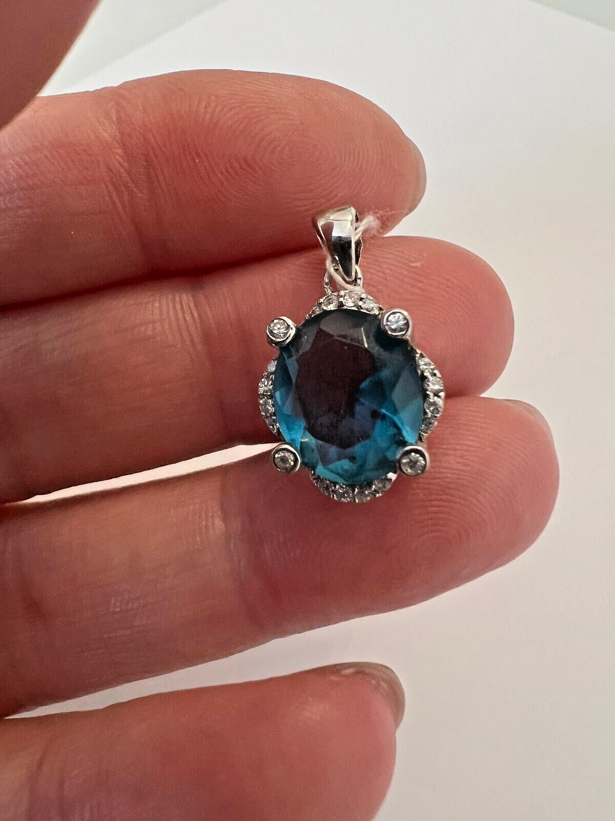 Anhänger 925 Sterlingsilber Damen Echtschmuck Zirkonia Blau Neu Eliteschmuck