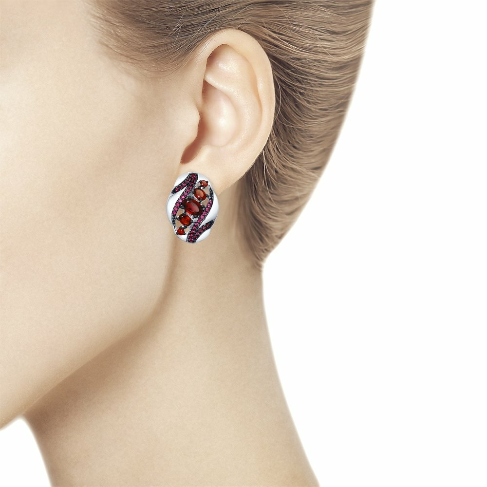 Ohrringe Sterlingsilber 925 Damen Ohrschmuck Granat rot Rhod. Neu Eliteschmuck gallery